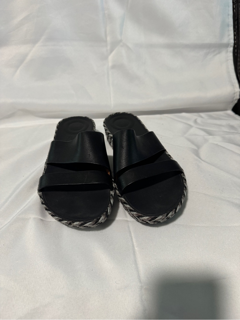 Fitflop Black Slide Sandals with Braided Trim